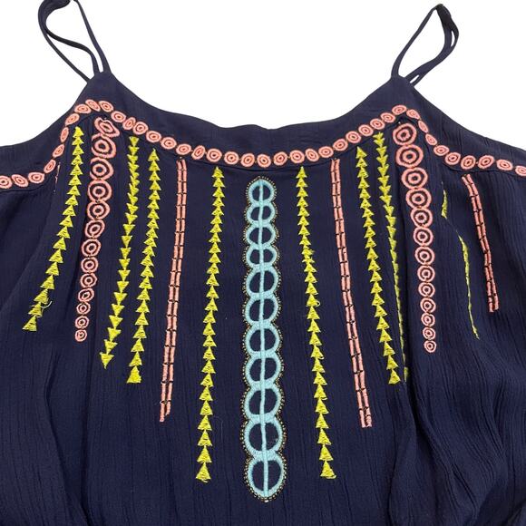 Lilly Pulitzer S Beeler Romper | Navy, Tassel Tie, Embroidered, Boho Style $168 - Picture 4 of 7